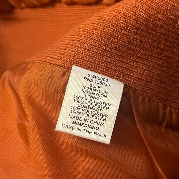 Love Tree Quilted Puffer Vest Medium Orange Sleeveless Jacket - Picture 5 of 6